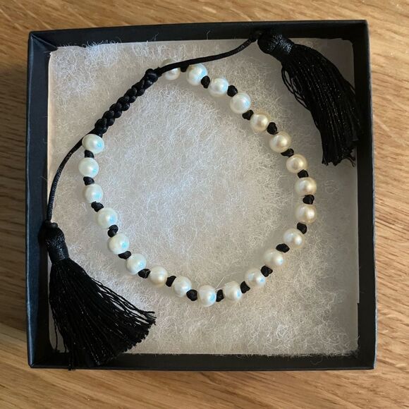 Real freshwater pearl pull-through bracelet chic quiet luxury elegant timeless - Picture 1 of 2